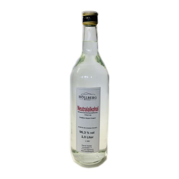Neutralalkohol (Weingeist, Primasprit, Ethanol, Trinkalkohol) 96,3 % vol.