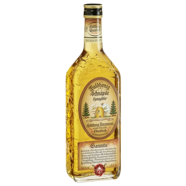 0,7 Liter vierkantflasche Höllberg Honig-Schnäpsle