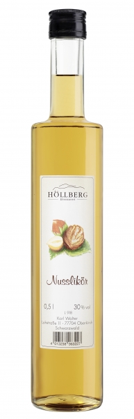 Höllberg Nusslikör in der runden 0,5 Liter Flasche