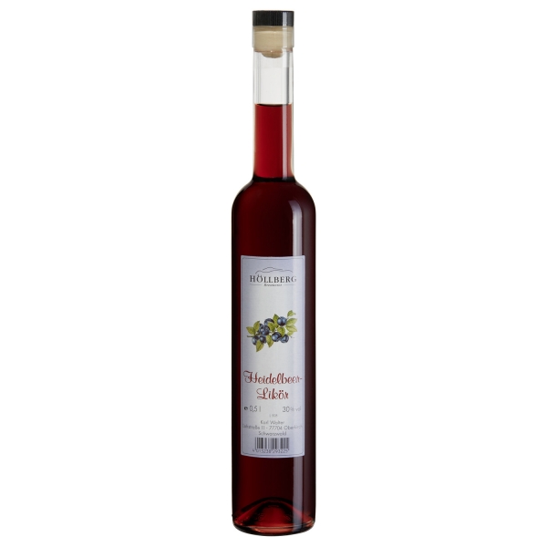 0,5 Liter Flasche Hoellberg Himbeerlikör mit einem Alkohlgehalt von 30% vol. 